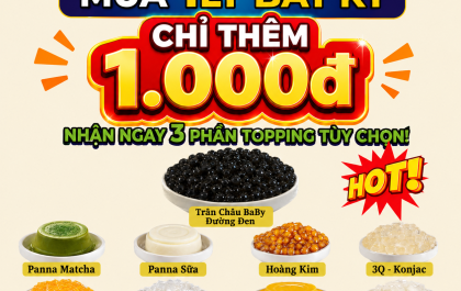 Khét Lẹt Deal V.I.P Oppa Milk Tea: Thêm Đúng 1.000đ Nhận Ngay 3 Phần Topping Tùy Chọn